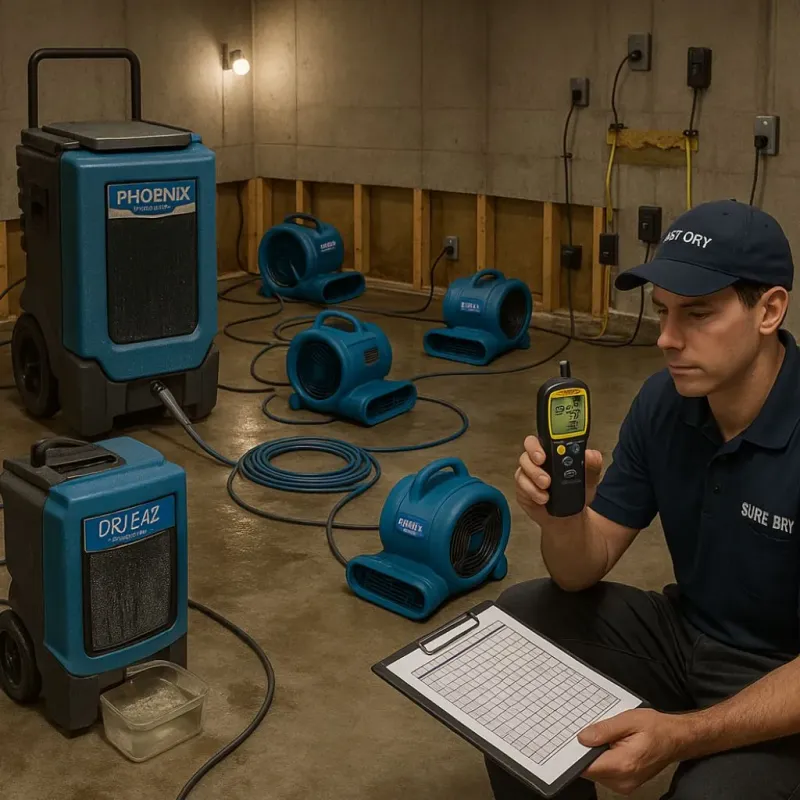 Structural Drying and Dehumidification process in Santa Anna, TX
